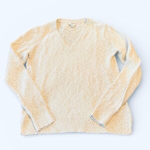 J. Crew Women Sub Cotton blend Cream V-Neck Sweater Size Medium neutral palette